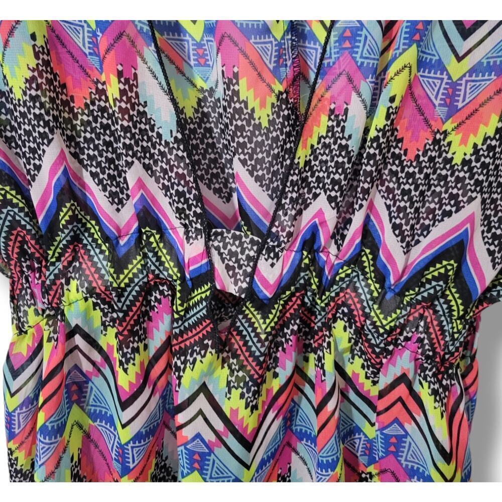 Miken Swim Women’s Multicolor Chevron Deep V-Neck Sleeveless Cover-Up – Size XS - Picture 4 of 9